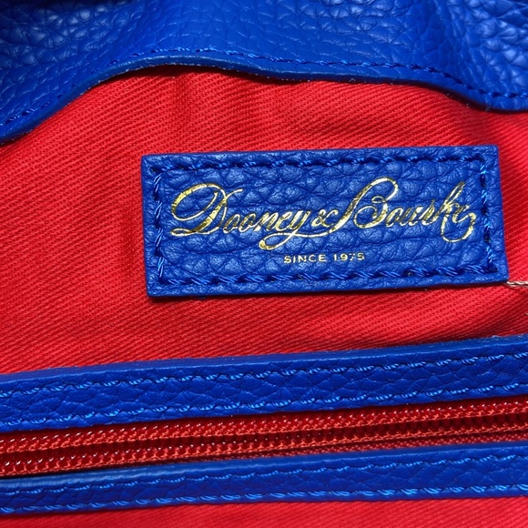 NWT Dooney & Bourke Blue Logo Lock Sack Shoulder Bag w/extra key ring accessory - Picture 15 of 16
